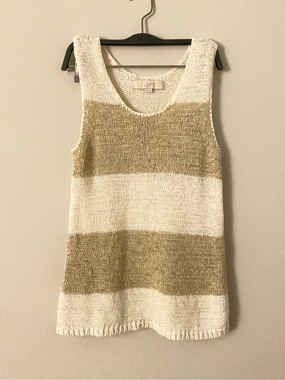 Resort/coastal, 90s style LOFT XS Cream Knit Open-Weave tank